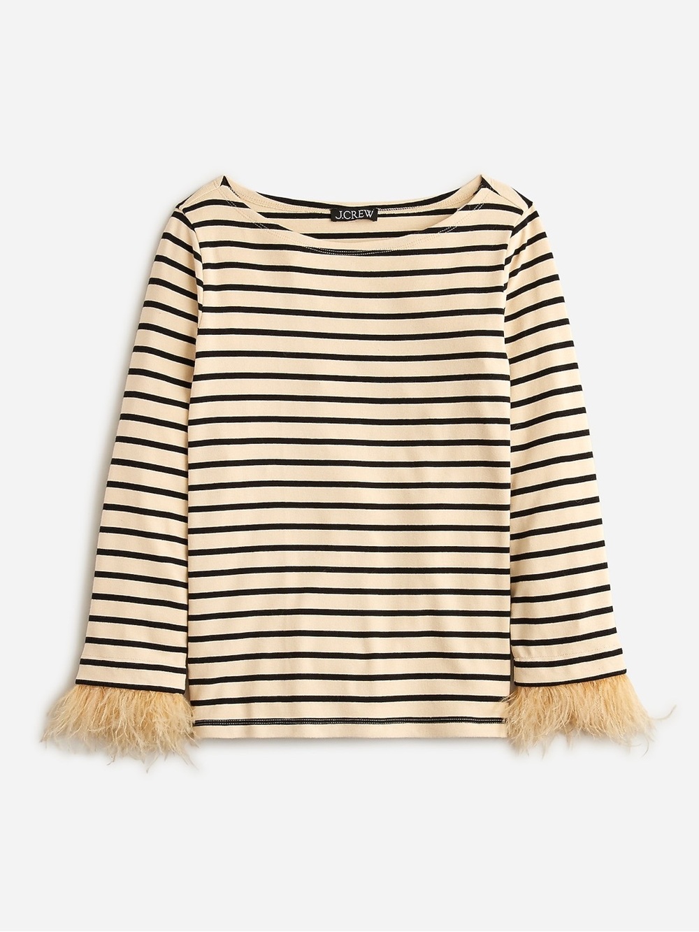 J. Crew Feather-trim Long-sleeve Shirt in Stripe Removable Feathers Size XS